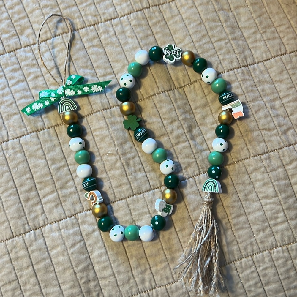 Notre Dame luck of the Irish wooden bead tassel